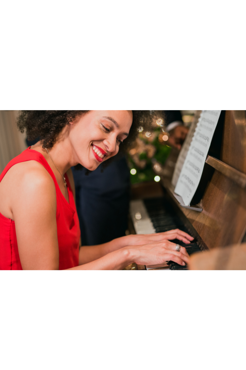 Adult Piano Student Enjoying Piano